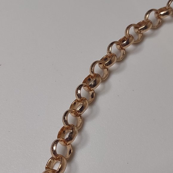 Pretty Gold Tone Metal And Clear Plastic Necklace Adjustable 18.5 To 20.5 Inches - Picture 7 of 11